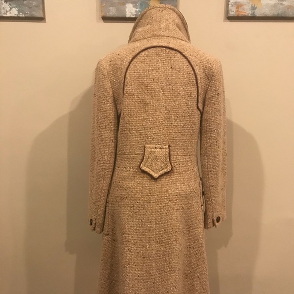 Calypso St. Barth Tan Textured Wool Blend Trench Coat - Picture 4 of 5